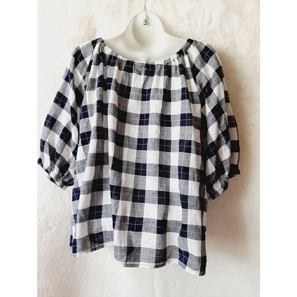 Universal thread blue plaid XXL Blouse - Picture 3 of 5